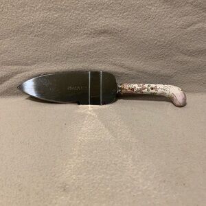 Sheffield England Pie Server Knife Porcelain Handle Vintage Stainless